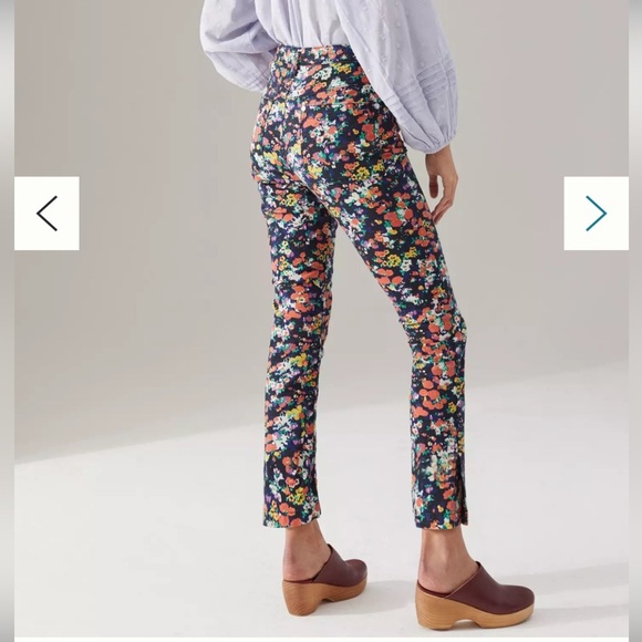 Anthropologie Maeve Gardenia Floral Ultra High Rise Slim Straight Jeans Size 25 - Picture 2 of 8